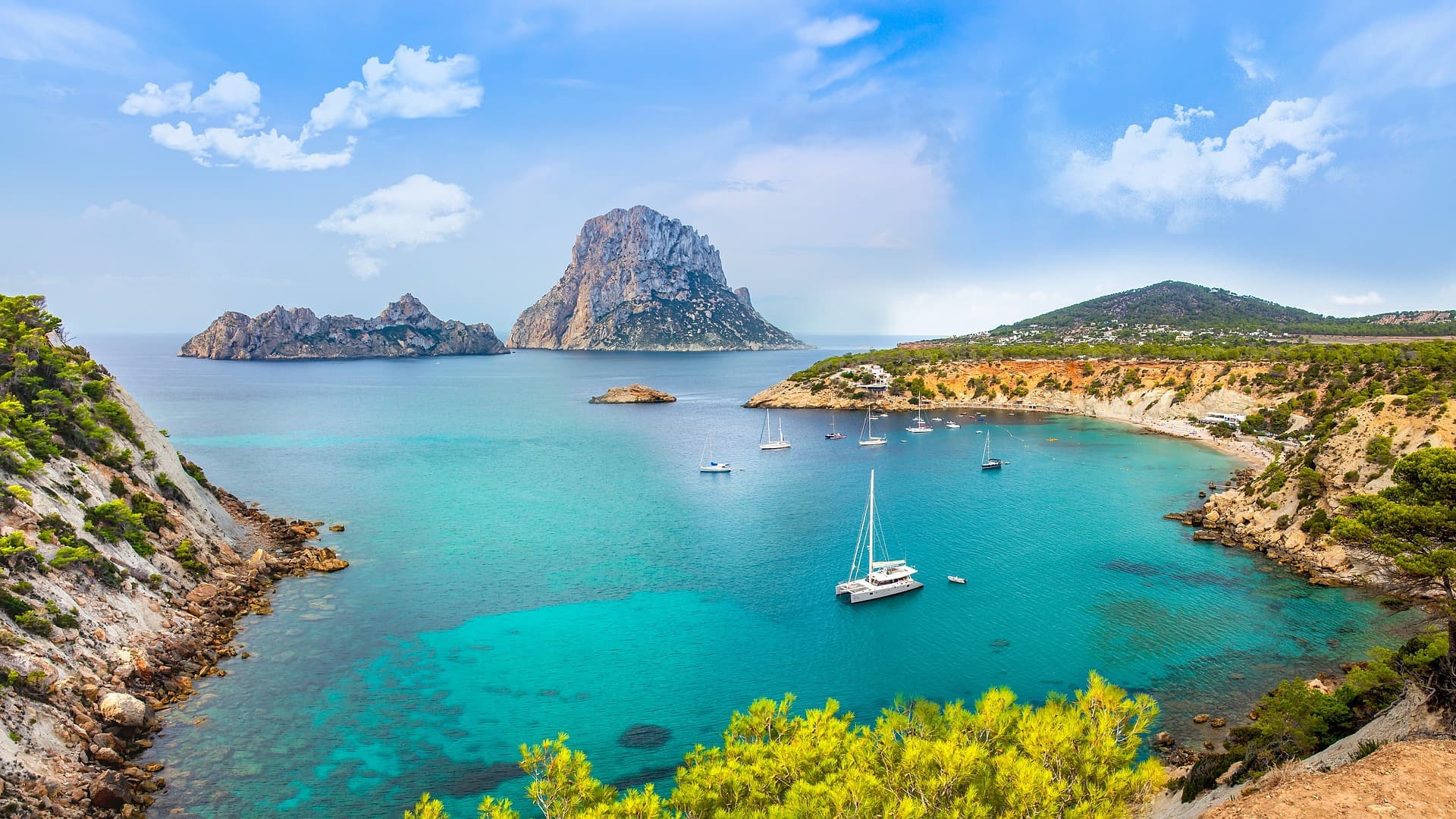 Rocky Ibiza coastline above the sea